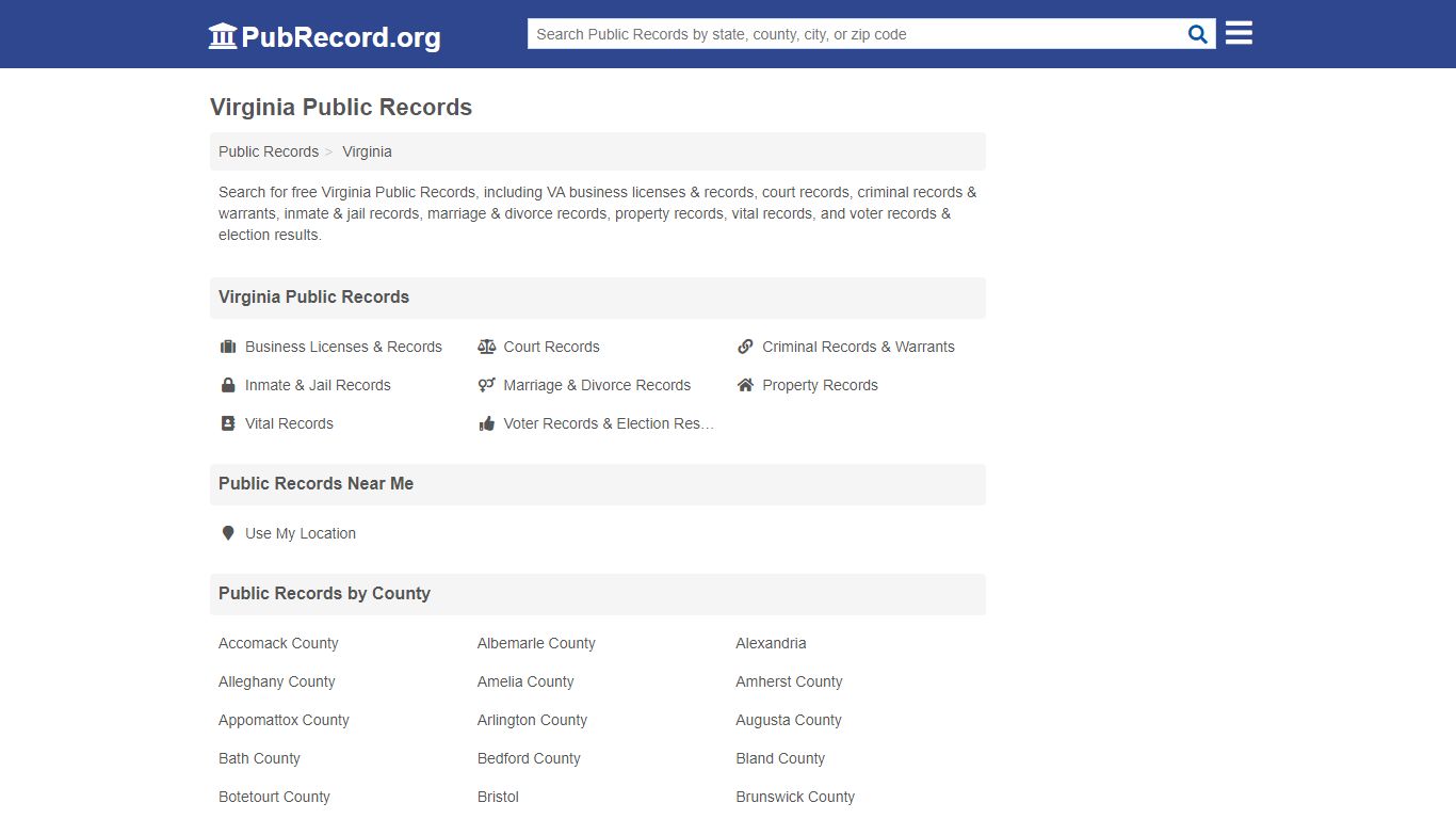 Free Virginia Public Records - PubRecord.org